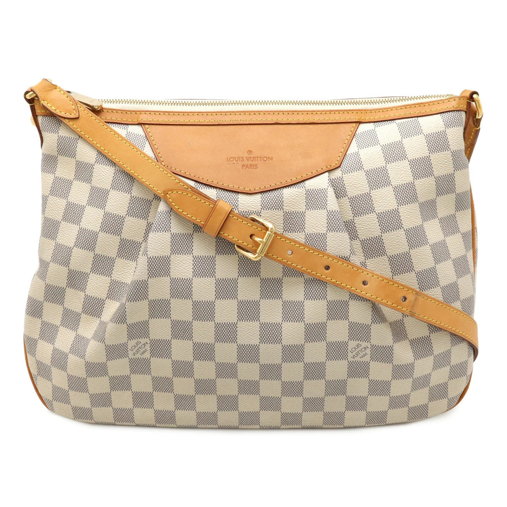 LOUIS VUITTON Damier Azur White Siracusa Shoulder Bag Crossbody